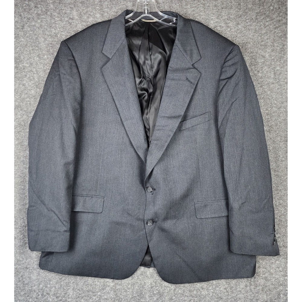 Stafford Executive Blazer Mens 50R Charcoal Grey 100% Wool Two-Button Jacket